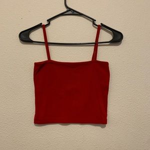 Square neck, red Brandy Melville cropped tank top